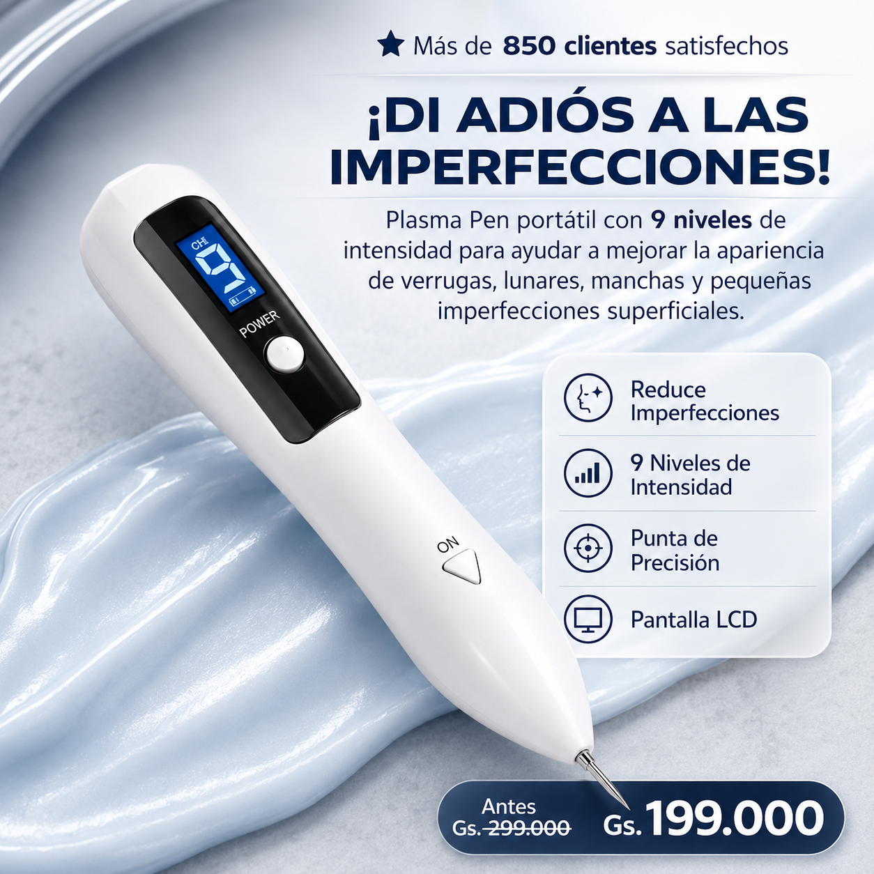 Plasma Pen Precision™ – Piel más limpia y uniforme desde casa